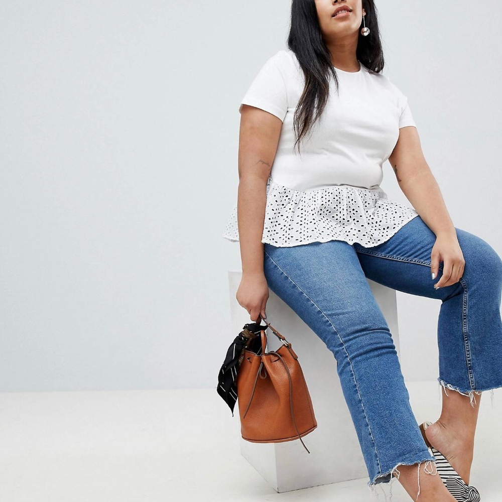 White Broderie Anglaise Peplum Top